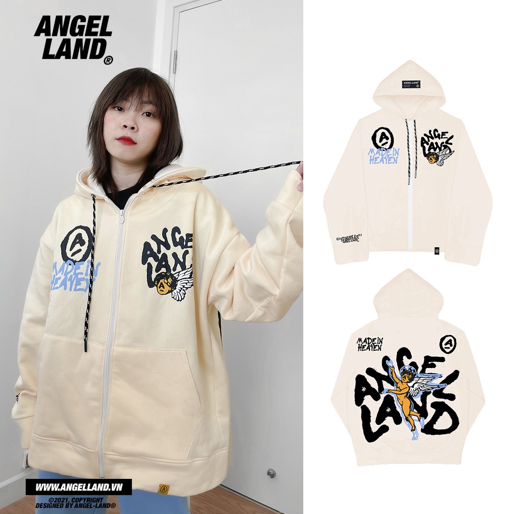 Áo Khoác Hoodie Khoá Kéo The 7th Angel Chính hãng Angel-Land Kem | BigBuy360 - bigbuy360.vn