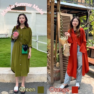 Đầm Sơ Mi Midi Tay Dài Form Rộng Dáng Dài Phong Cách Hàn Quốc Minipie