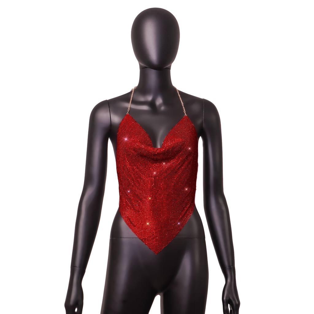 DUNEA Áo tank top đính đá ánh kim sáng bóng quyến rũ thời trang dành cho nữ