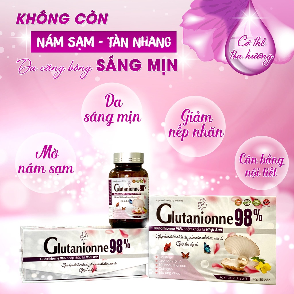 Glutanionne 98% Bổ Sung Collagen giúp Trắng Da Mờ Nám Chống Lão Hóa Lưu Hương Tự Nhiên Và Điều Hòa Nội Tiết Tố Nữ