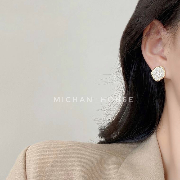 Hoa tai tròn, hoa tai bông tuyết, hoa tai Hàn quốc nhẹ nhàng