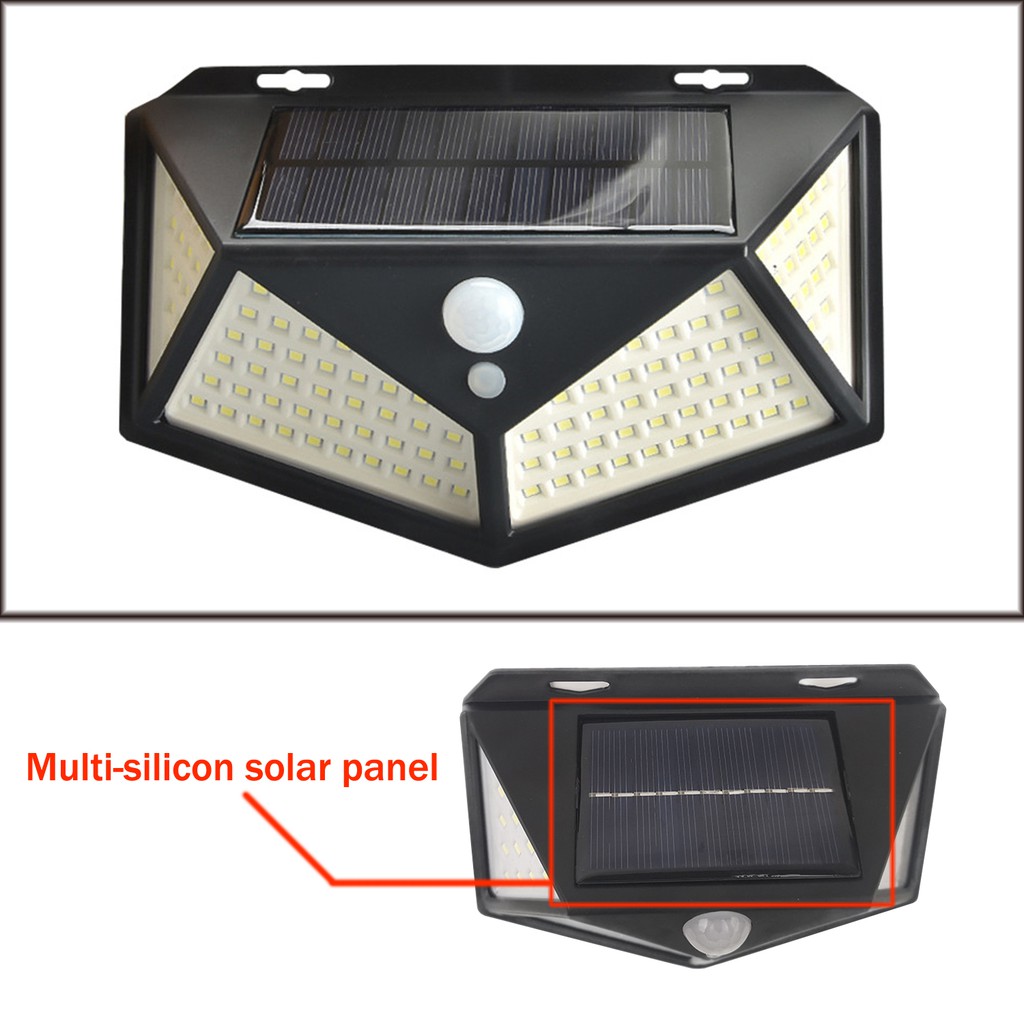 Đèn led năng lượng mặt trời gắn tường 100 bóng 3 chế độ chất lượng cao