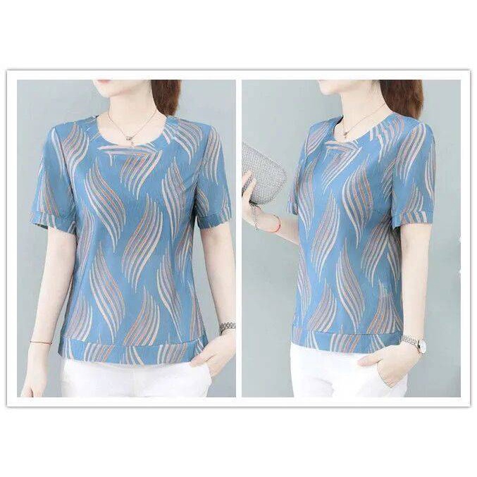 Áo Thun Lụa Lạnh Plus Size Tay Ngắn Đơn Giản Trẻ Trung Dành Cho Nữ