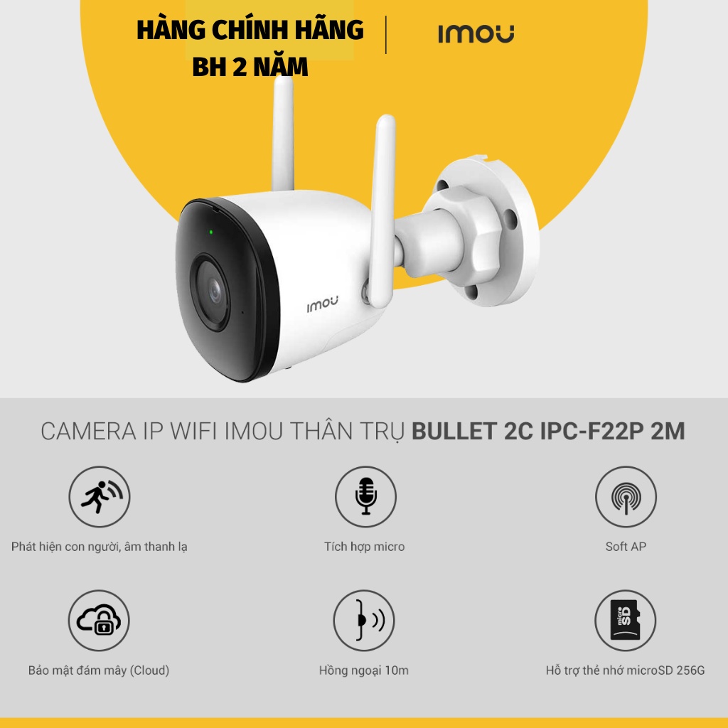 Camera imou ip wifi không dây ngoài trời F22p 2.0 có mic thu âm Hàng Chính Hãng