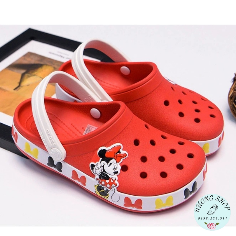 [Tặng jibit] - Dép Sục Cho Bé In Hình 3D Chuột Minnie Đỏ Xinh Xắn