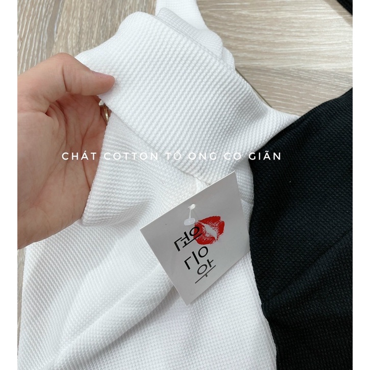 Áo Yếm Cổ Chéo 2 Màu Trắng - Đen