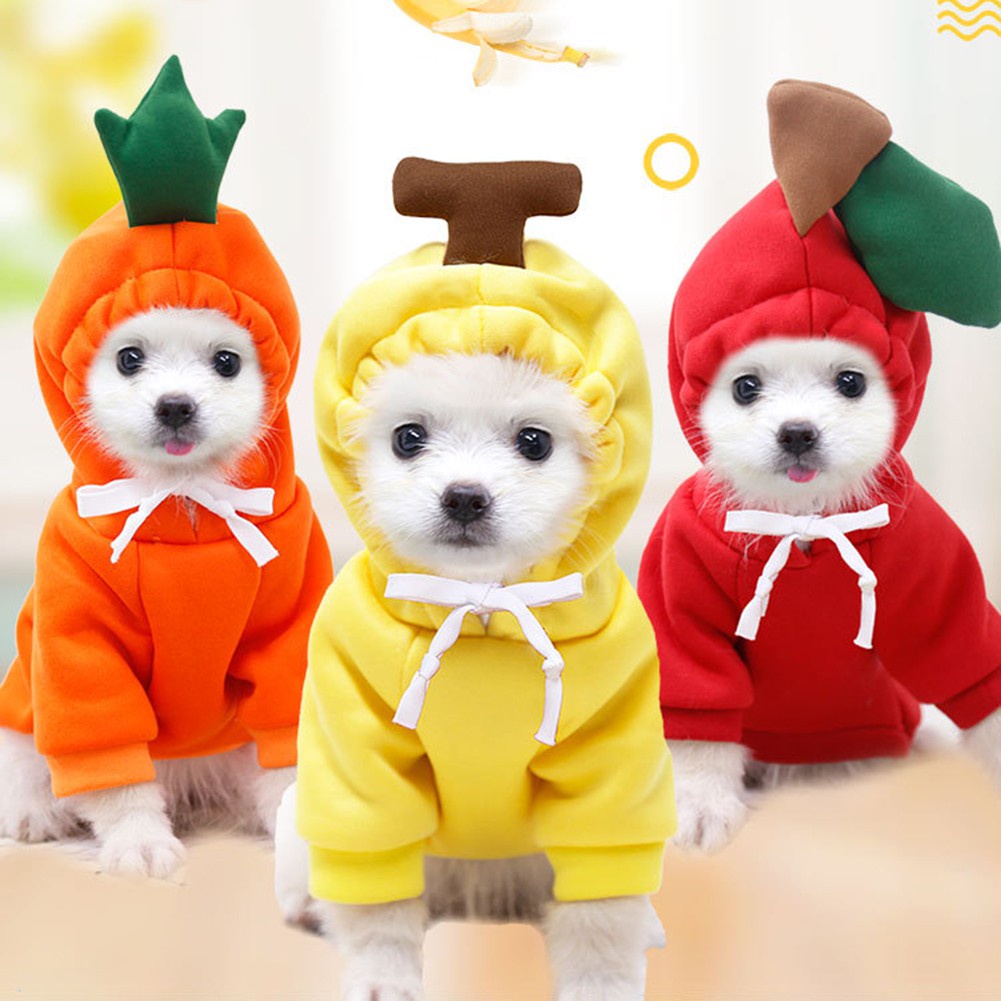 ★〓Myles Pet〓★ Áo hoodie bằng vải lông cừu hình trái cây dễ thương cho thú cưng