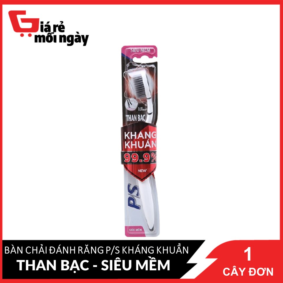 Bàn Chải Đánh Răng P/S Than Bạc Siêu Mềm Kháng Khuẩn 99.9% 1 Cây Đơn