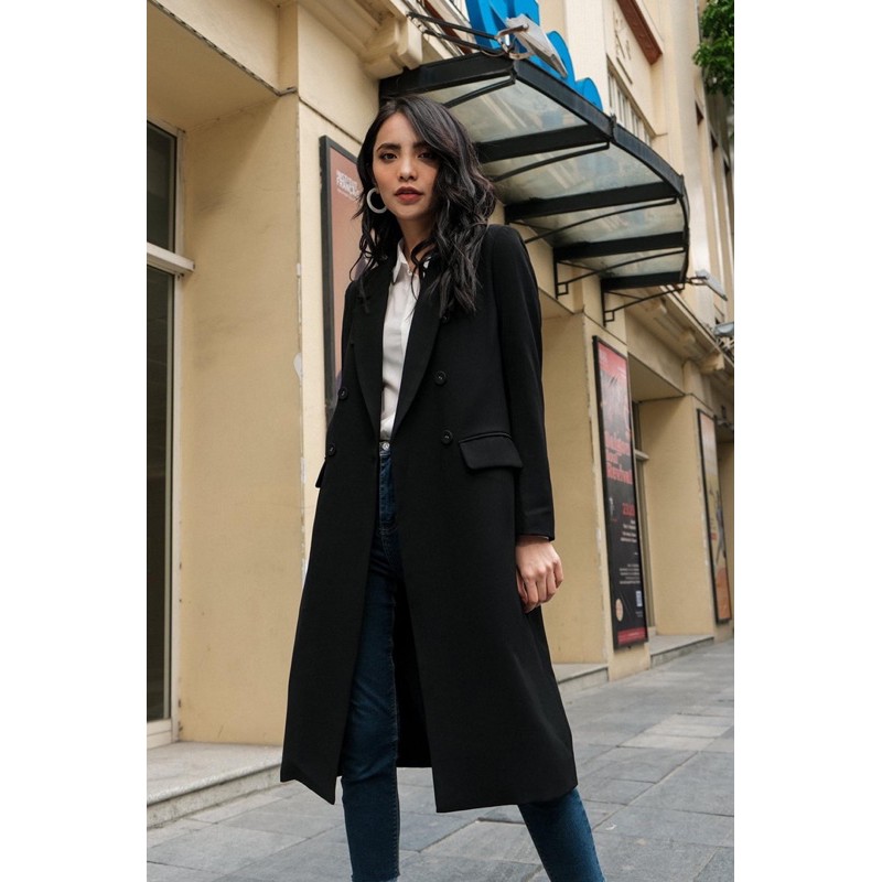 Áo khoác vest măng tô dáng dài