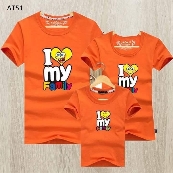 Áo gia đình "I Love My Family" đẹp chất cotton loại 1 đủ màu đủ size từ 8-100kg
