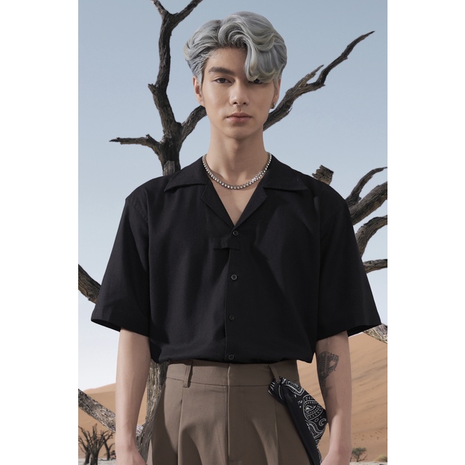 Áo sơ mi tay ngắn đen, trắng Oversize vải Linen cao cấp mặc thoải mái, thoáng mát CATSA ATN178 - 177