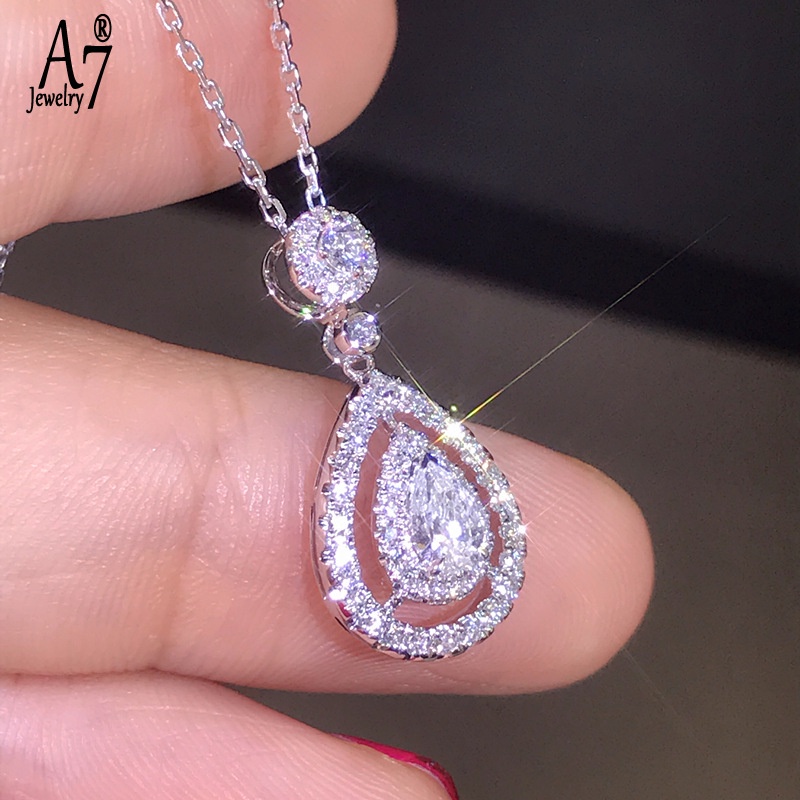 Vòng cổ mạ vàng 18K đính đá hình giọt nước