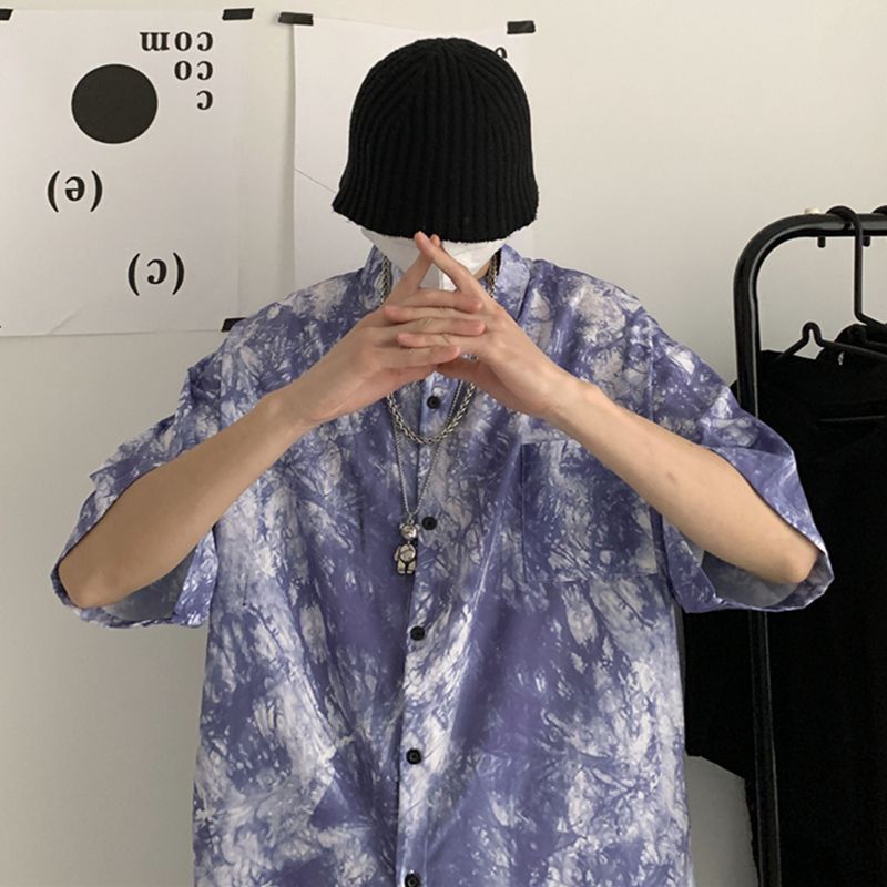 Áo khoác sơ mi mỏng màu loang cá tính Nam Nữ Unisex