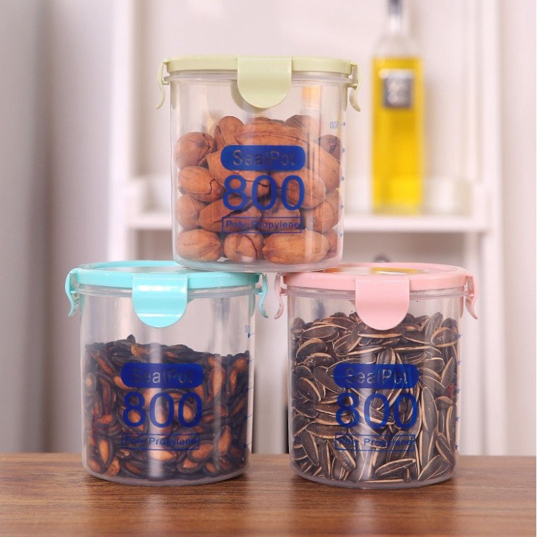 SET 3 Hộp Nhựa Tròn Đựng Thực Phẩm Có Vạch Chia Định Mức SEALPOT dung tích 600 800 1000 ml