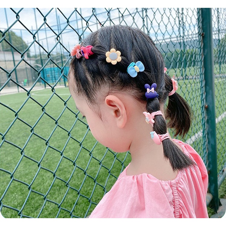 Set 10 dây buộc tóc họa tiết hoạt hình phong cách Hàn Quốc dễ thương cho bé gái