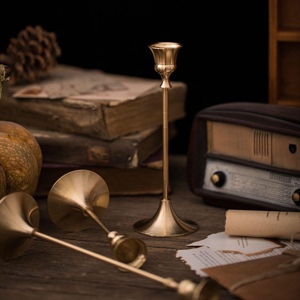 YIYU Giá Đỡ Nến Bằng Kim Loại Thiết Kế Đơn Giản Phong Cách Retro