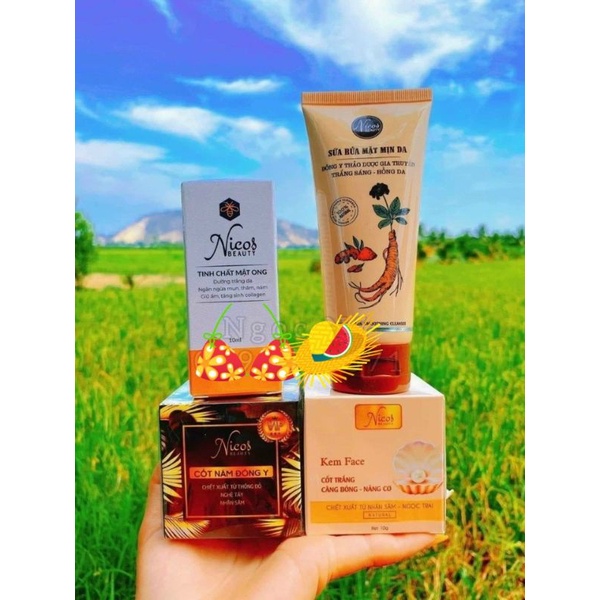 Combo Kem Face Cốt nám Đông Y Nicos + Kem Cốt trắng nâng cơ Nicos Beauty 15g - Mẫu mới 2022