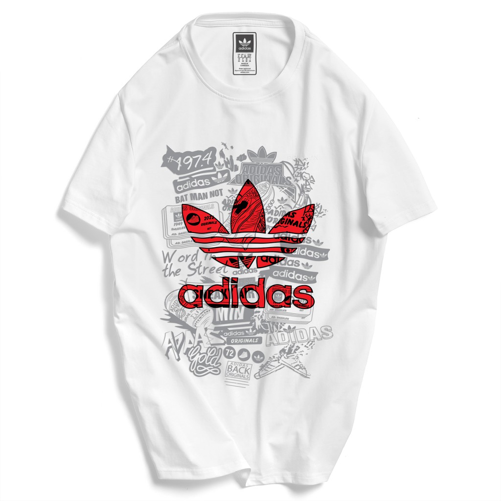Áo thun adidas nam tay ngắn cổ tròn, vải cotton 100% mịn mát, in họa tiết 3 chiếc lá cao cấp