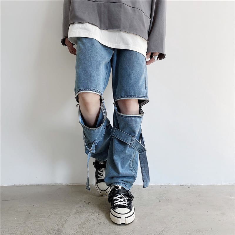 Quần Jean Nam - Baggy Jean ống rông khóa kéo phong cách hàn quốc