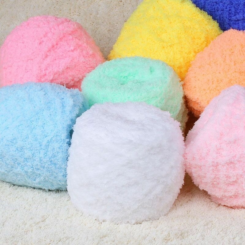 100G Warm Soft Natural Hand Knitting Wool 3PLY Coral Cashmere Plush Fluffy Yarn