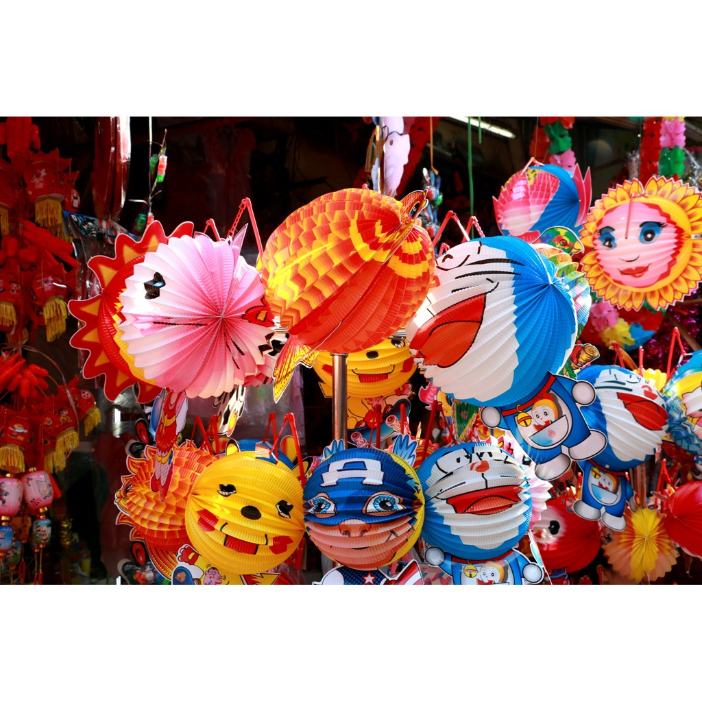 50 lồng đèn giấy xếp hình thú, size trung, lồng đèn Trung thu truyền thống