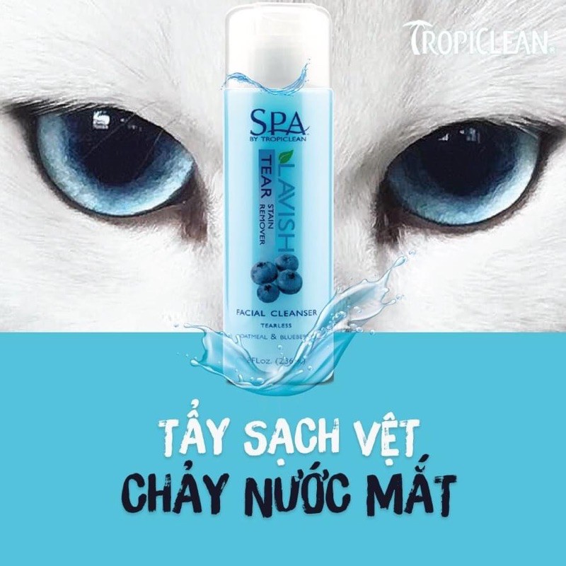 SỮA RỬA MẶT” TẨY Ố VÙNG MẮT CHO CHÓ MÈO TEAR REMOVER TROPICLEAN 236ml