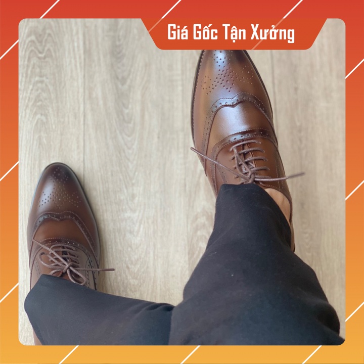 Giày Oxfords cao cấp,giầy tây nam, phun tỉa vùng quanh, BH 12 tháng