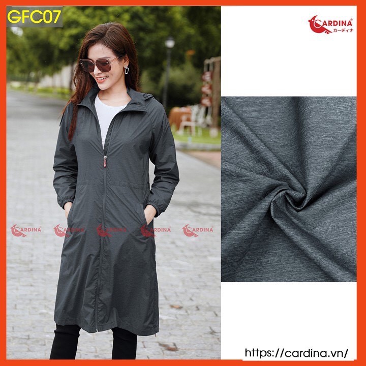 Áo Choàng Gió Nữ Vân Xước, Dáng Dài 2 Lớp CARDINA Cao Cấp Siêu Phẩm Cản Gió, Chống Thấm Nước, Kèm Đai Thắt Eo tôn dáng