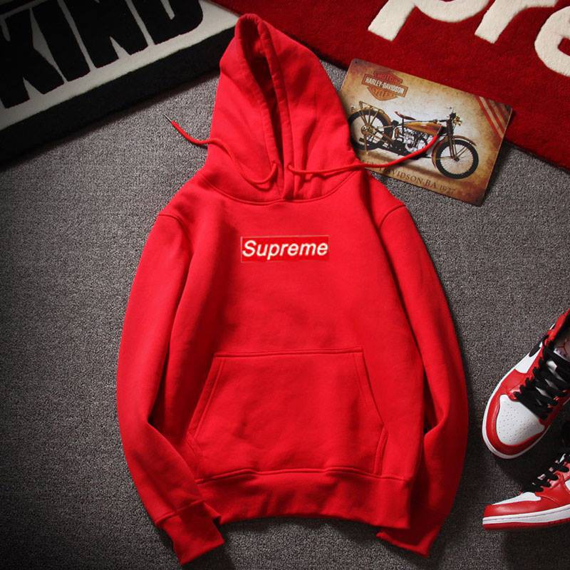 {Rẻ Vô Địch}Áo Hoodie Supreme Unisex Nam Nữ Đỏ Hình Thêu