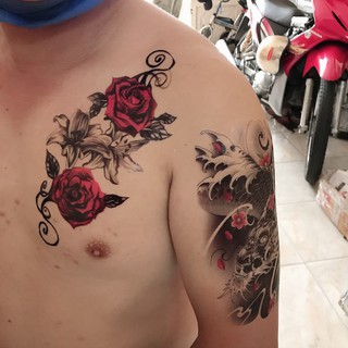 Sale hàng, tattoo hoa màu nét 3d xinh đẹp