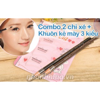 Combo 3in1 _khuôn kẻ mày + 2 cây chì xé