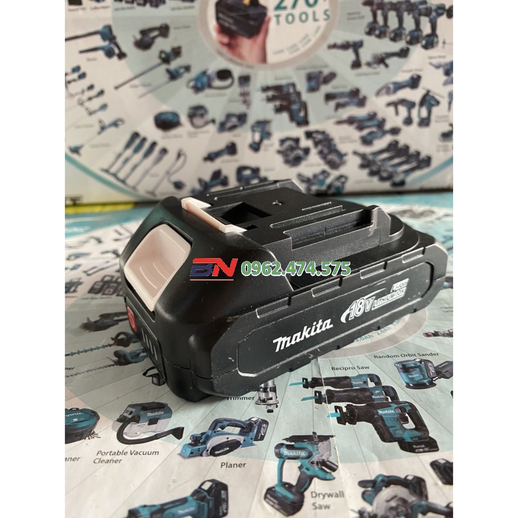 BN. Vỏ Makita adaptor 18V 5S 1P, 2P, 3P (1, 2, 3 hàng cell) và mạch báo pin 4 Led ngang.