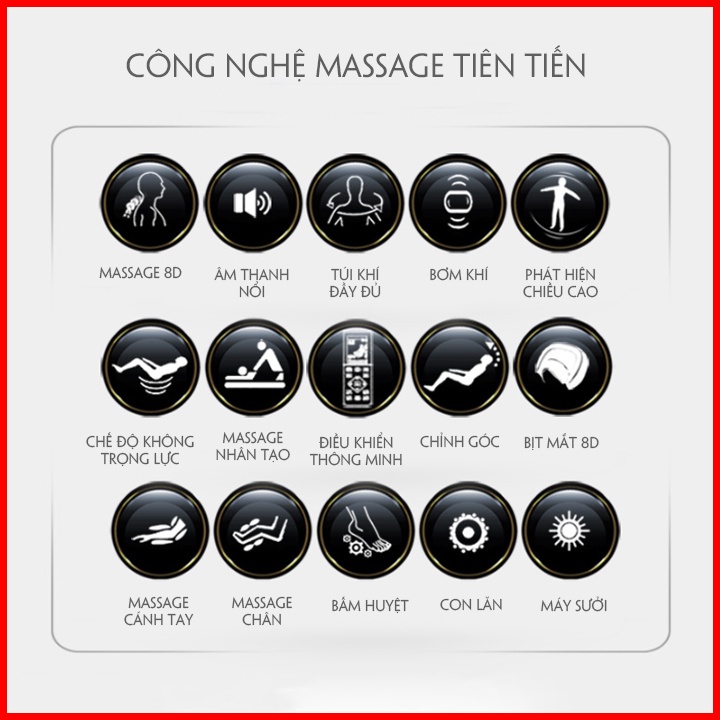 Ghế massage toàn thân đầy đủ chức năng masage có nhiệt hồng ngoại loa không trọng lương công nghệ nhật bảo hành 5 năm