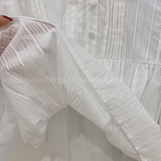 [S1127]⛈ Áo sơ mi trắng BABYDOLL cúc bọc pha ren (Có sẵn/ảnh thật)