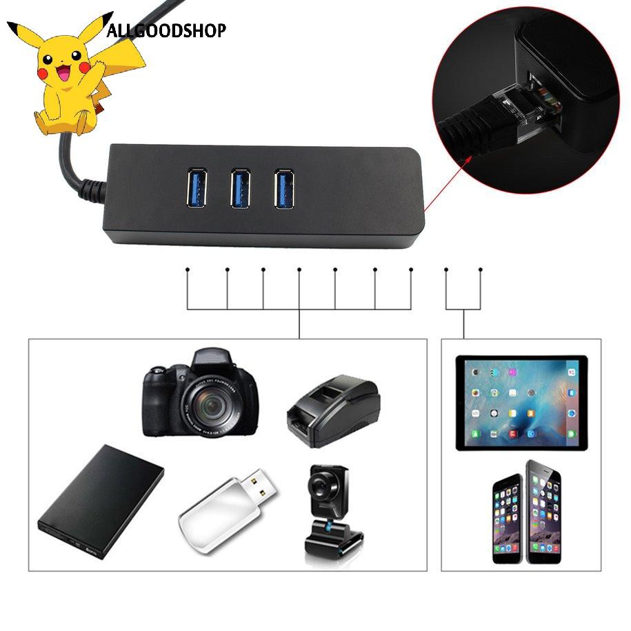 USB HUB 1 Ra 3 Cổng USB 3.0 Kèm 1 Cổng LAN 10/100/1000 Mbps - Tương thích Mibox, MAC OS