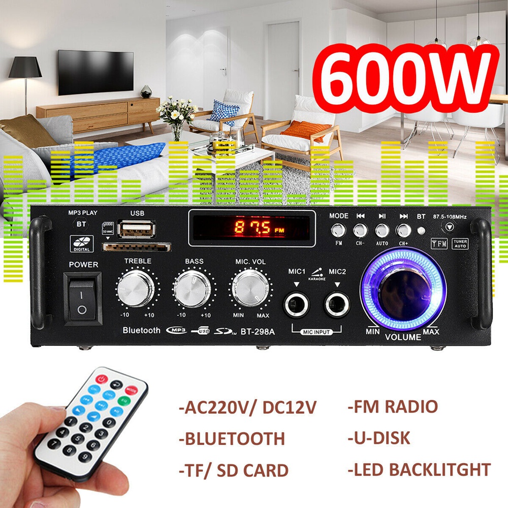 bluetooth cho amply,amply karaoke bluetooth,âm ly kentiger,BT-298A,Chống hú,Bảo hành 12 tháng