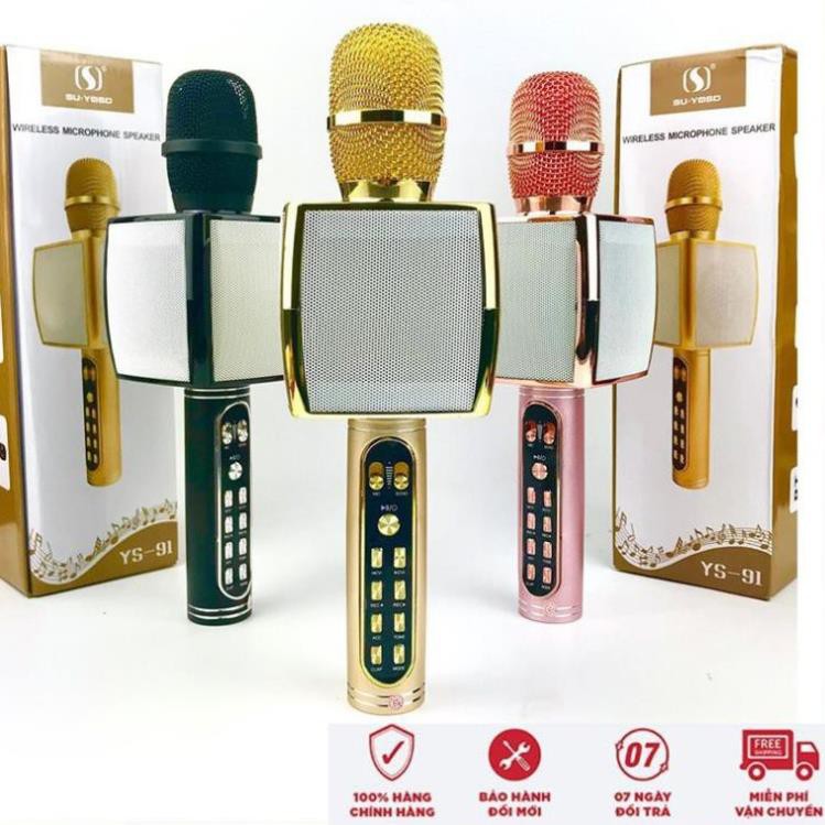 Mic Hát Karaoke  YS-91 hàng loại 1, Micro karaoke bluetooth âm thanh chuẩn loa to,bảo hành 3 tháng