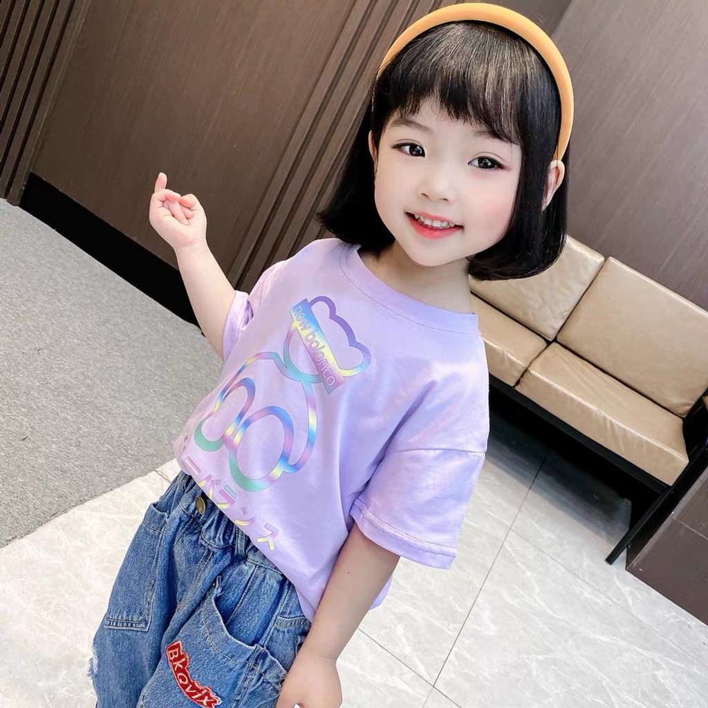 Bộ đồ bé gái Con Xinh cotton gấu phản quang, set quần áo trẻ em 5 đến 14 tuổi