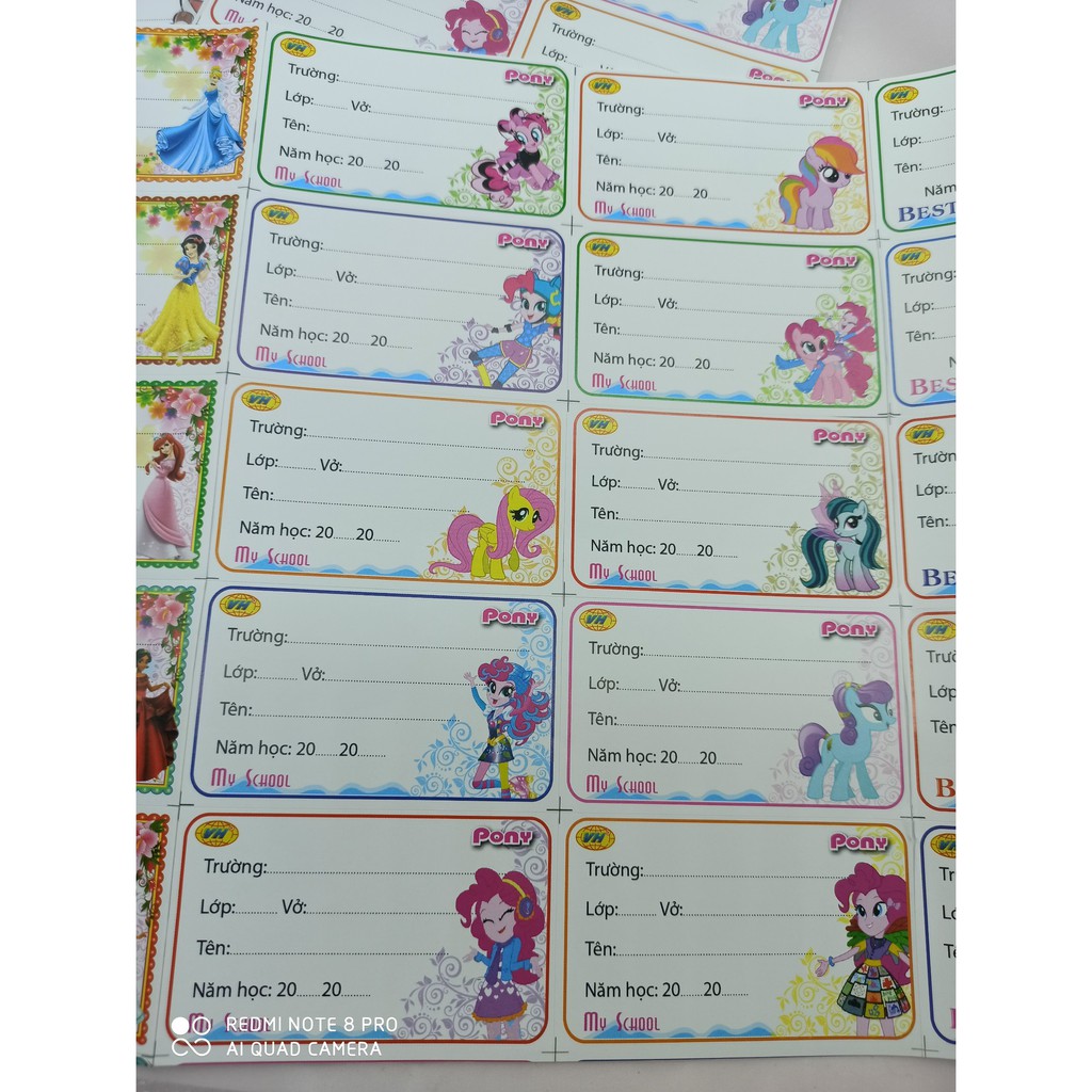 NHÃN VỞ ĐỀ CAN DÁN LIỀN (1 TẬP= 30 CHIẾC)
