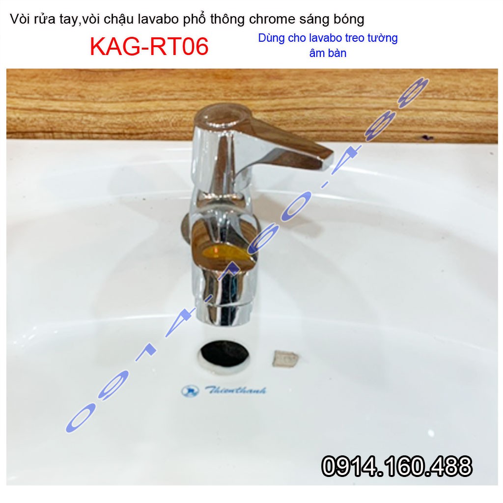 Vòi lavabo lạnh KAG-RT06, vòi chậu rửa mặt tay vuông gạt chome bóng nước mạnh sử dụng tốt siêu bền