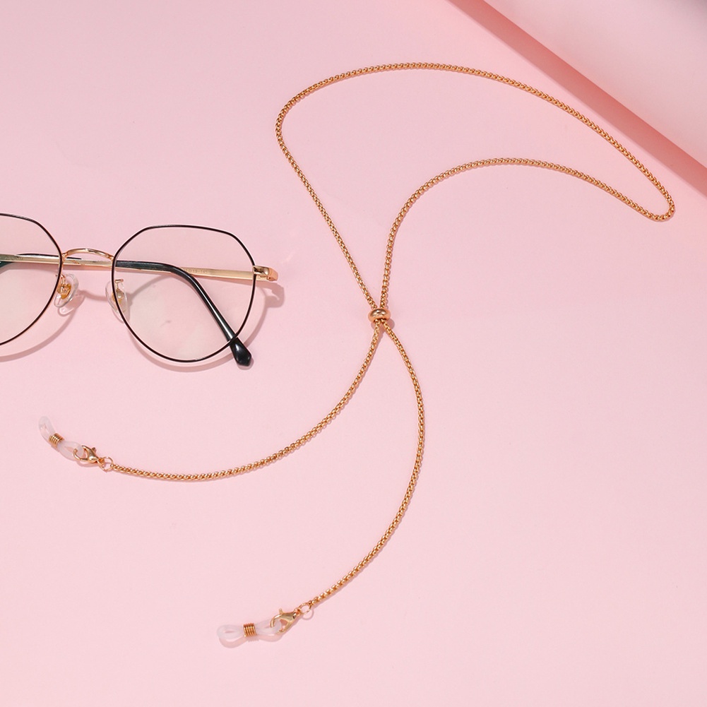 1 Dây Xích Kim Loại Đeo Kính Mát Màu Trơn Thời Trang