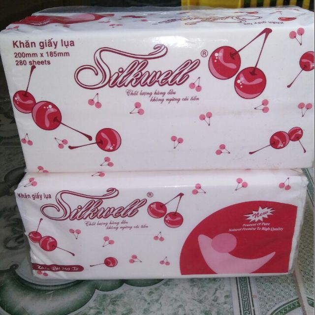 RẺ KỊCH SÀN_ giấy ăn rút Silkwell quả cherry_ hàng loại 1 { hàng đủ, hàng đẹp} 280 tờ