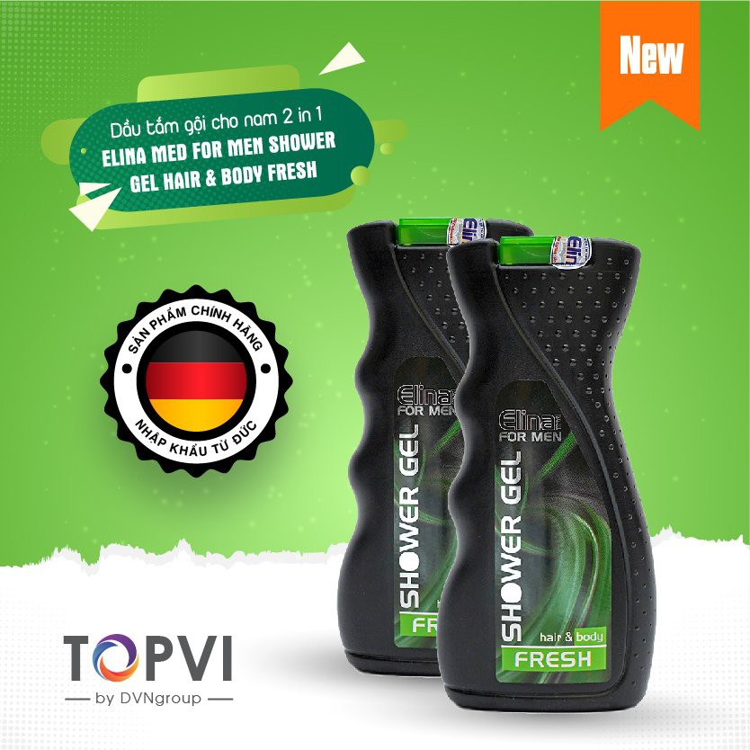 Dầu tắm gội 2 trong 1 dành cho nam ELINA MED FOR MEN FRESH 300ml nhập khẩu Đức