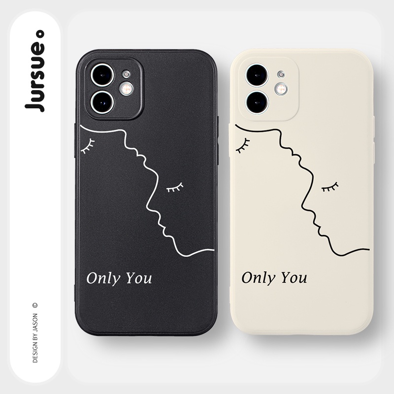 Ốp lưng JURSUE chống bẩn hình cặp đôi dễ thương đẹp cho iPhone 13 12 11 Pro Max SE 2020 X XR XS ip 8 7 6 6S Plus Y339