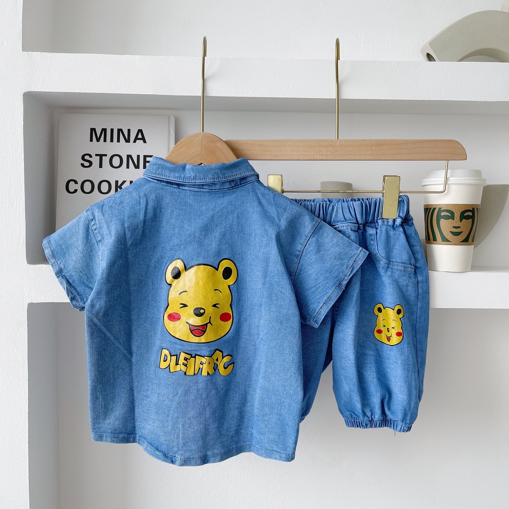 Quần áo bé trai, bộ bò cho bé sét bò in hinh gấu cho bé từ VYVY kids