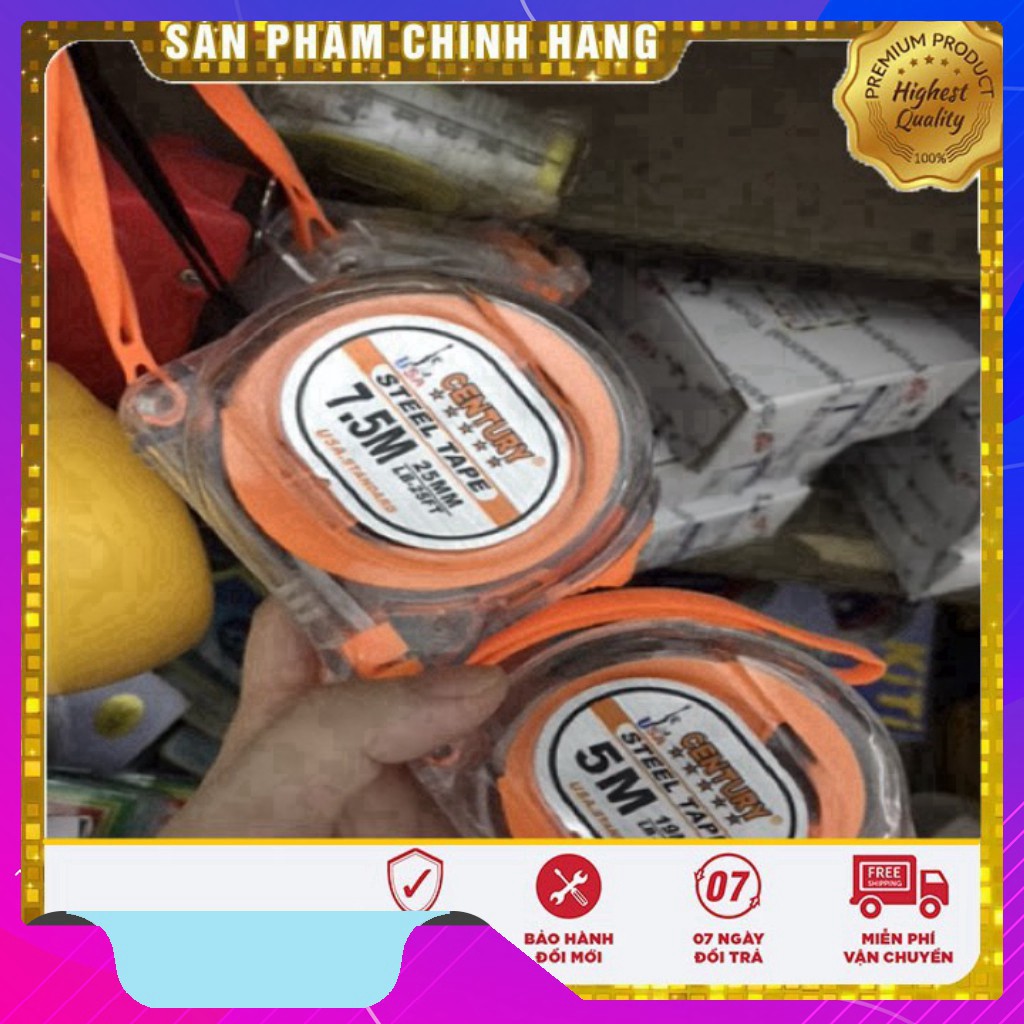 [Hàng chính hãng- Ảnh shop chụp ] Thước cuộn thép bản 25mm nhựa trong Century