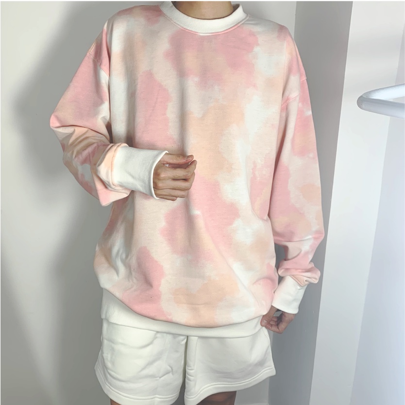 Áo Sweater nữ form rộng TIE DYE VIBE FREE loang hồng form rộng | BigBuy360 - bigbuy360.vn