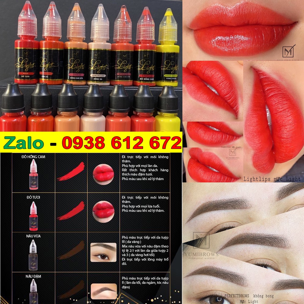 Mực Phun xăm thẩm mỹ Light 5ml / 10ml - Mực Light Yumi phun môi mày mí cao cấp - Dòng mực xăm an toàn