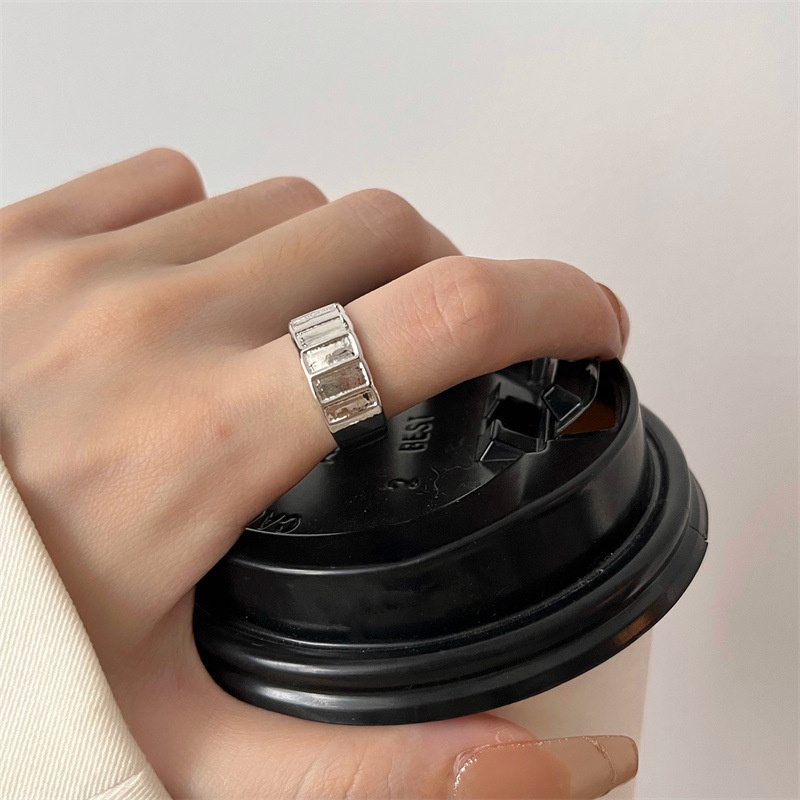 Nhẫn Hở Đính Đá Zircon Trắng Trong Suốt Phong Cách Vintage