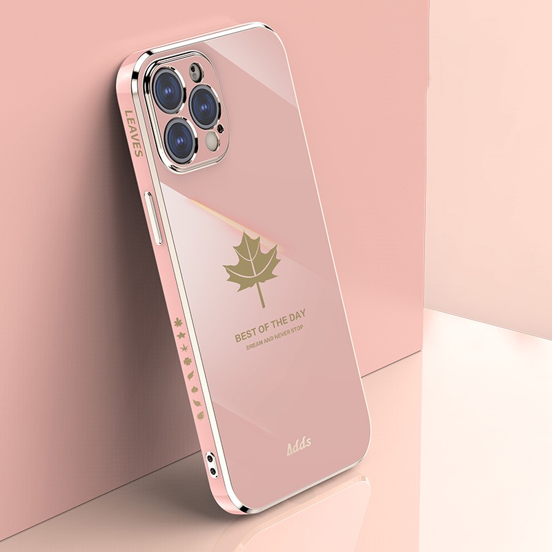 Ốp Điện Thoại Mạ Hình Lá Phong Cho iPhone 11 Pro X XS Max XR 6 6S 7 8 Plus Se 2020